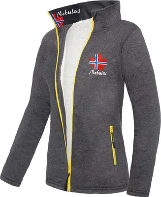 Produktbild von Nebulus Fleecejacke mit Teddyfell GAP Damen, warme Fleece Jacke, mit langem Full-Zip Reißverschluss, P2317 - Damen, schwarz, L/40