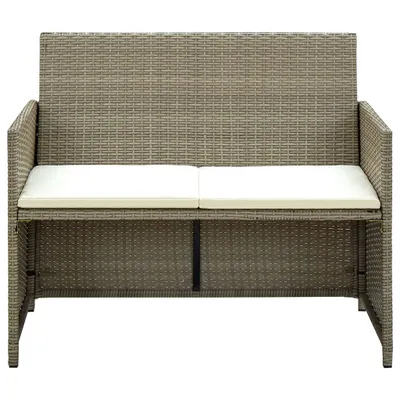 Produktbild von vidaXL 2-Sitzer-Gartensofa mit Polstern Beige Poly Rattan
