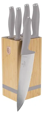 Obrázok produktu pre Sada nožov 6 kusov, drevený stojan Taupe Collection Berlinger Haus BH 2974