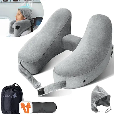 Produktbild von Reise-Nackenkissen für Flugzeug, Aufblasbar, Größe, Einstellbare Festigkeit, für Reisen mit Flug, Auto, Bus