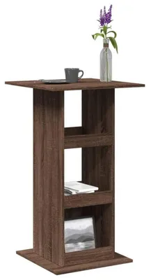 Zdjęcie produktu dla Stolik barowy z drewna dębowego, wymiary 60x60x102 cm, z 3 półkami