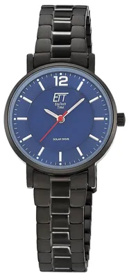 ETT Eco Tech Time ELS-12167-31M Damen-Solaruhr Stahl Schwarz/Blau 1