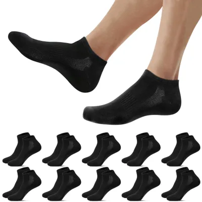 Produktbild von Falechay 10 Paar Sneaker Socken Damen 39-42 Sportsocken Schwarz Halbsocken