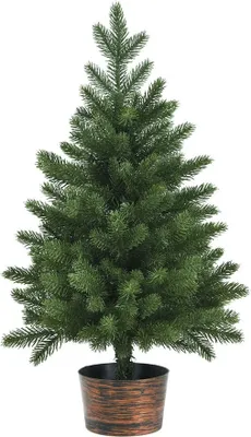 Image de COSTWAY Petit sapin de Noël 60cm, Mini sapin de Noël avec 50 branches et socle, Arbre de Noël artificiel de table Ø40cm pour maison bureau