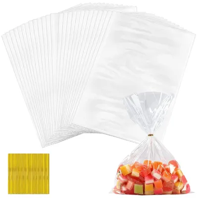 Imagen del producto de 100 bolsas de celofán transparentes, de 20 cm x 30 cm, con cierres de seguridad