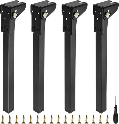 Produktbild von 4 Stück Tischbeine Klappbar 60cm Metall Schreibtischbeine Schwarz Klapptischbeine Möbelstützbeine, Tischfüße Möbelfüße mit Bodenschoner, Tischbeine Metall für Schreibtisch Esstisch, Couchtisch, Tisch