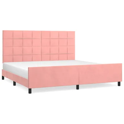 Produktbild von vidaXL Bettgestell mit Kopfteil Rosa 200x200 cm Samt
