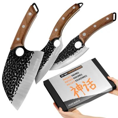 3-teiliges Messerset – Koch-, Universal- und Hackmesser, Edelstahl