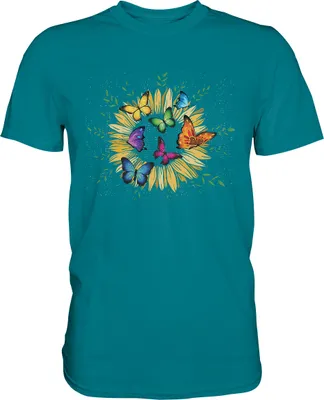 Produktbild von Sonnenblumen Schmetterlinge Shirt Garten Motiv Gärtner Geschenk – Diva Blue / 3XL