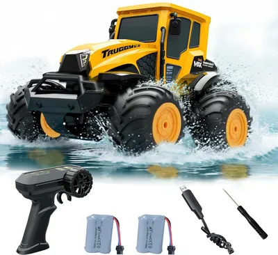 Produktbild von Emphsism Ferngesteuertes Amphibien RC Auto 1:14 – 4WD Monster Truck für Land & Wasser, IPX7 Wasserdicht, 360° Stunts, 2×1200mAh Akkus, 2,4 GHz Offroad RC Fahrzeug für Kinder ab 6 Jahren