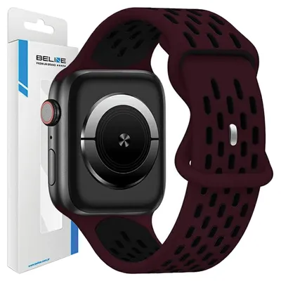 Obrázek produktu pro Beline Apple Watch New Sport Silikonový Řemínek 38/40/41 Mm Vínová A Černá Vínově Červená/Černá Krabička