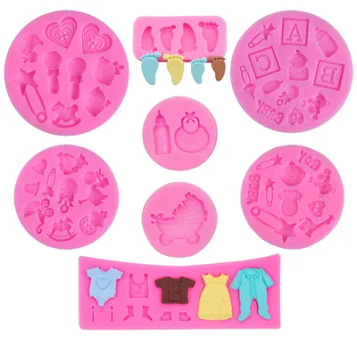 8er-Set Silikon-Fondant-Formen für Baby-Dusche, Kuchen-Deko