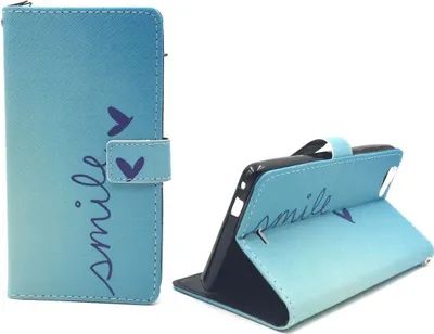 Produktbild von Handyhülle Tasche für Handy Wiko Pulp Fab 4G Schriftzug Smile Blau