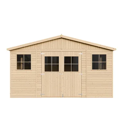 Immagine prodotto di Casetta in legno da giardino CON PAVIMENTO IMPREGNATO - Ripostiglio con finestre - H246 x 418 x 522 cm/ 20 m² casetta in legno naturale truciolato - TIMBELA M333+333G