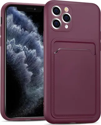 Produktbild von Conie Schutzhülle für iPhone 11 Pro Max mit Kartenfach Tasche Case Cover Bumper Silikon Hülle in Lila