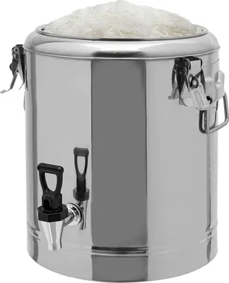 Produktbild von Getränkespender - Isolierbehälter 14 l - Zapfhahn - Isoliert für Heiß & Kalt - Edelstahl 201 - Ø26,5×40 cm - Silber