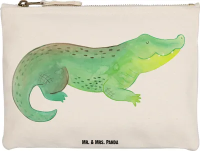Produktbild von Mr. & Mrs. Panda kosmetiktäschchen Krokodil Grösse XL Große - Weiß - Geschenk, Kosmetiktasche, Beste Freundin, Krokodile, Meer, Schlampermäppchen, Etui, Federmappe