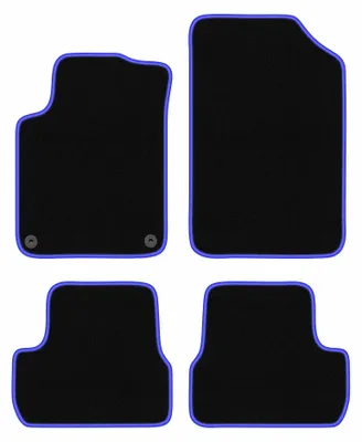Produktbild von Velours-Fußmatten für Citroen DS3 2015- (Cabrio) – 4-tlg, Schwarz/Blau, passgenau – Wielganizator CARLUX