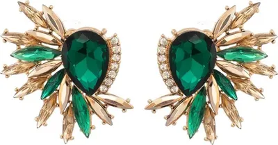 Image de Boucles d'oreilles FL-33414 - Élégance Or / Vert KP33414