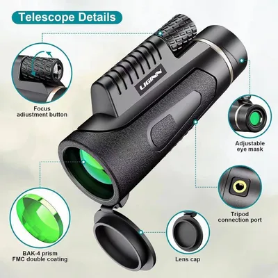 Imagen del producto de Monocular 12x50, prisma BAK4, lentes FMC, compacto, ideal para la observación de aves