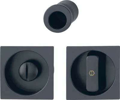 Produktbild von HOPPE Schiebetürmuschel Set 4921 - WC, eckige Rosette, Aluminium schwarz matt