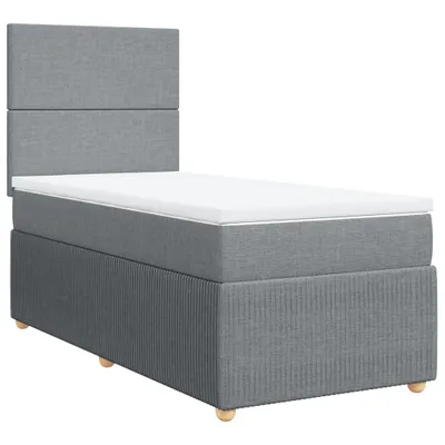Produktbild von Boxspringbett mit Matratze Hellgrau 90x200 cm Stoff