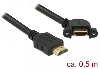 Productafbeelding van DELOCK 85467, 0,5 m, HDMI Type A (standaard), HDMI Type A (standaard), 3840 x 2160 pixels, 10,2 Gbit/s, Zwart