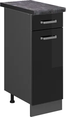 Produktbild von Küchenunterschrank Vicco R-Line Schwarz Hochglanz 30 cm , AP Anthrazit, Model 45375