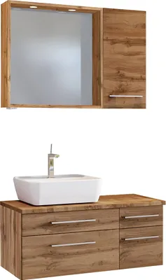 Produktbild von Waschtisch-Set Gästebad Waschplatz Badset Handwaschplatz Badmöbelset "Davos X" Wotan Eiche