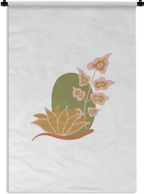 Produktbild von MuchoWow® Wandteppich Wandbehang Blätter - Pastell - Natur - Botanisch 60x90 cm Tapisserie Dekoration Wandtuch - Foto-Teppich - Abwaschbar
