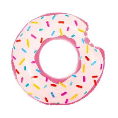 Produktbild von INTEX Schwimmring, Erdbeer-Donut-Design, Mehrfarbig, 107 x 99 cm, aus 0,25 mm dickem Vinyl, für Pool und Strand, inkl. Reparaturflicken, strapazierfähig und leicht aufblasbar