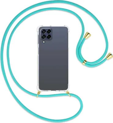 Produktbild von Handykette Backcover-Schutzhülle mit Band (Metall goldfarben) für Samsung Galaxy M53 5G - türkis
