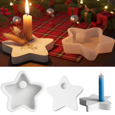 Produktbild von Silikon-Weihnachtssternform für DIY-Kerzenhalter, Kunstharz, Gips, Seife und Bastelarbeiten