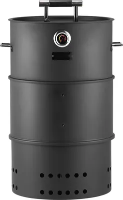 Produktbild von Räucherofen - BBQ-Smoker Holzkohlegrill Grilltonne - 47 cm Durchmesser - 2 Grillroste - Aufhängestange & 6 Haken - Integriertes Thermometer - Beschichteter Stahl