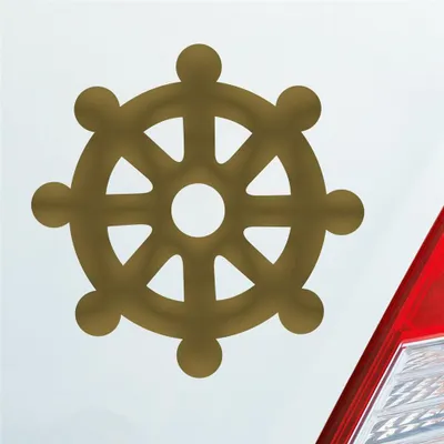 Produktbild von Auto Aufkleber Dharmachakra Buddha Rad Zeichen 10x10 cm Gold Sticker Heckscheibenaufkleber