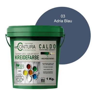 Produktbild von Contura BeGreen 1Kg. Kreidefarbe Shabby Chic Möbellack - 03 Adria Blau