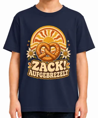 Obrázek produktu pro Zack! Tričko s motivem "Edelweiß", bavorské tradiční oblečení, dětské tričko, tmavě modrá, velikost 128