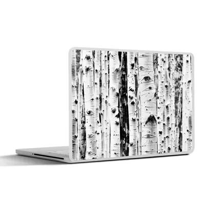 Produktbild von MuchoWow® Laptop Aufkleber Sticker Cover Bäume - Holz - Schwarz und weiß - Natur 25x18 cm - Laptop-Deko