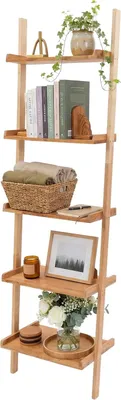 Produktbild von Leiterregal aus Walnussholz - 5 Ablagen - Badezimmer - Küche - Natürliches Design