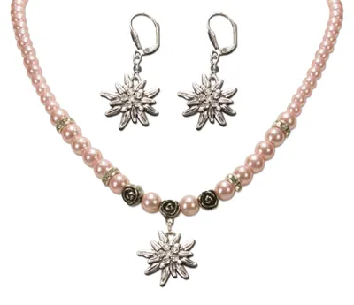 Produktbild von Alpenflüstern Trachtenschmuck-Set Perlen-Trachtenkette und Trachten-Ohrhänger St