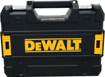 A black DeWalt tool case with yellow accents and the DeWalt logo prominently displayed.