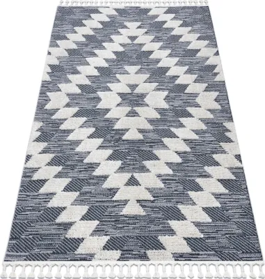 Zdjęcie produktu dla Dywan SEVILLA Z250A romby  / szary Frędzle berberyjski marokański shaggy niebieski 200x290 cm