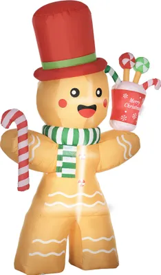 Produktbild von LED Weihnachtsdeko: 2,35 m wetterfester aufblasbarer Lebkuchenmann, mehrfarbig mit Gebläse