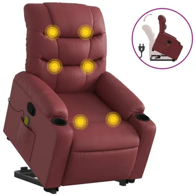Produktbild von vidaXL Massagesessel mit Aufstehhilfe Weinrot Kunstleder