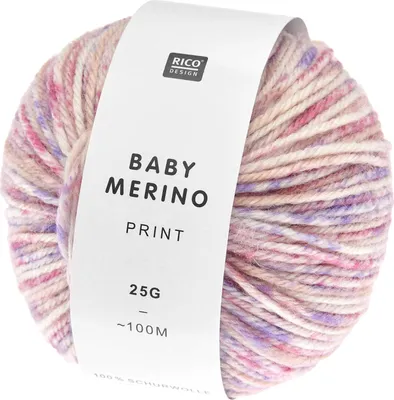 Produktbild von Rico Design Baby Merino Print Babywolle, 25g, 100m, Nadel 4.0, 100% Schurwolle