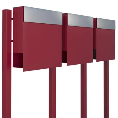 Produktbild von Briefkastenanlage Manhattan for Three in Rot mit Edelstahlklappe