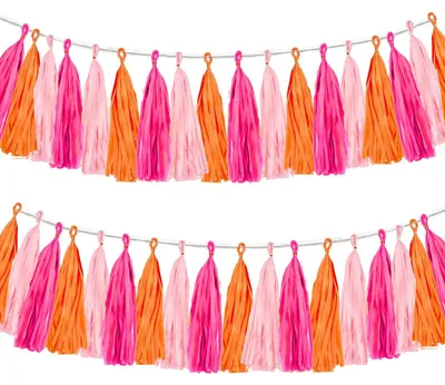 Productafbeelding van Papieren Kwasten Girlande, 15 Stuks, Versiering voor Feesten en Decoraties