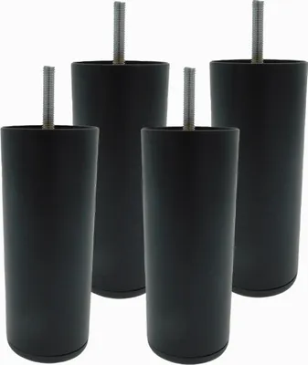 Zdjęcie produktu dla Stalowa stopa meblowa, czarna, średnica 60 x 150 mm, cylinder M8, długość 30 mm