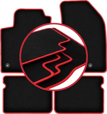 Image de Tapis de sol en moquette noir/rouge pour Fiat Bravo II 2007-2012 4 pièces