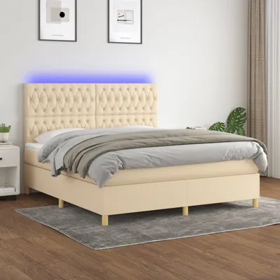 Produktbild von Maison Exclusive - Boxspringbett mit Matratze & LED Creme 180x200 cm Stoff